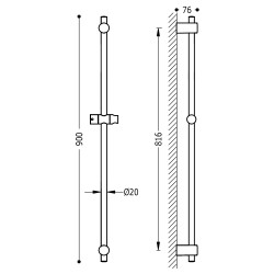 Dušas stienis TRES 816mm, Ø 20.6 mm, 161838
