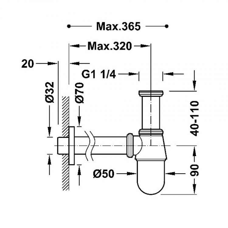 Izlietnes sifons glāze bez izplūdes TRES 1 1/4x32 03463430LM