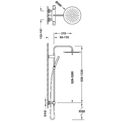Termostata dušas sistēma TRES OVER WALL, 19039302