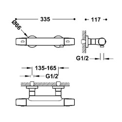 Termostata dušas maisītājs TRES OVER-WALL, hroms 19016404