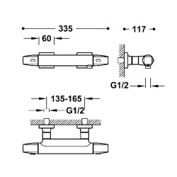 Termostata dušas maisītājs TRES OVER-WALL, hroms 19016405