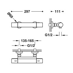 Termostata dušas maisītājs ar dušu TRES OVER-WALL, melns 19016419NM