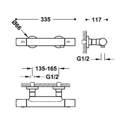 Termostata dušas maisītājs ar dušu TRES OVER-WALL, hroms 19016429