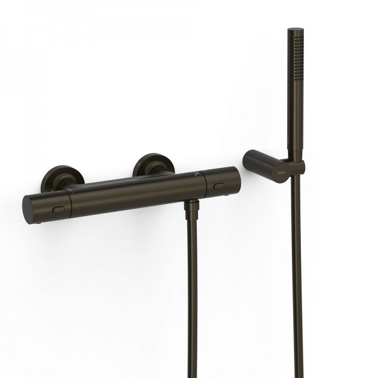 Termostata dušas maisītājs ar dušu TRES OVER-WALL, melna bronza 19016429KMB