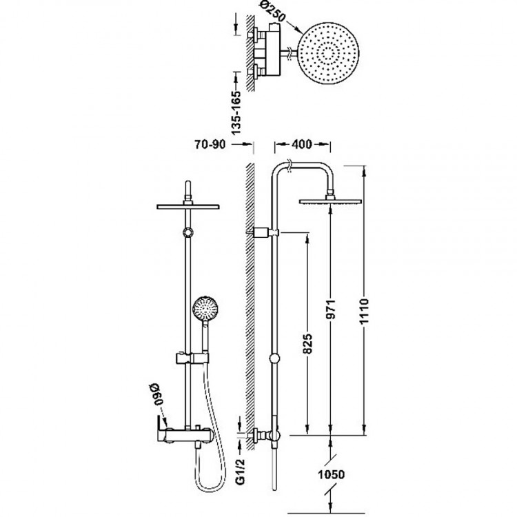 Dušas sistēma LEX TRES, hroms 181191