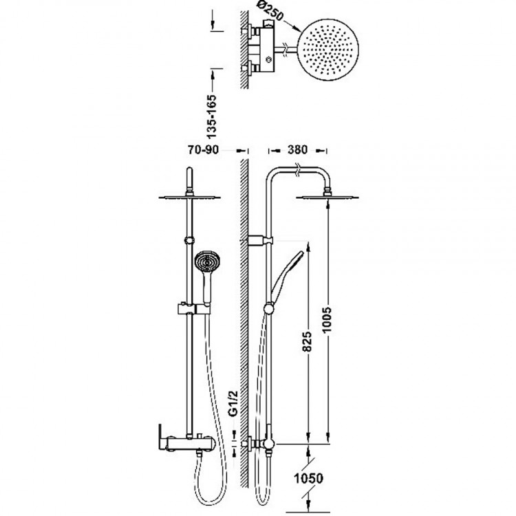 Dušas sistēma LEX TRES, hroms 18119102