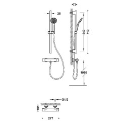 Termostata dušas maisītājs ar dušu BASE-TRES PLUS, hroms 21619601