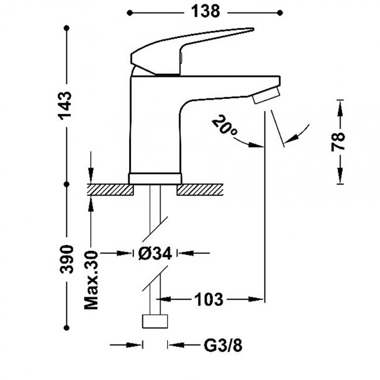 Izlietnes maisītājs BASE-TRES PLUS ar TRES-DUO, hroms 21610310