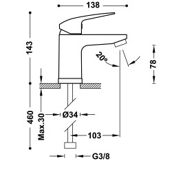 Izlietnes maisītājs BASE-TRES Plus ECO, hroms