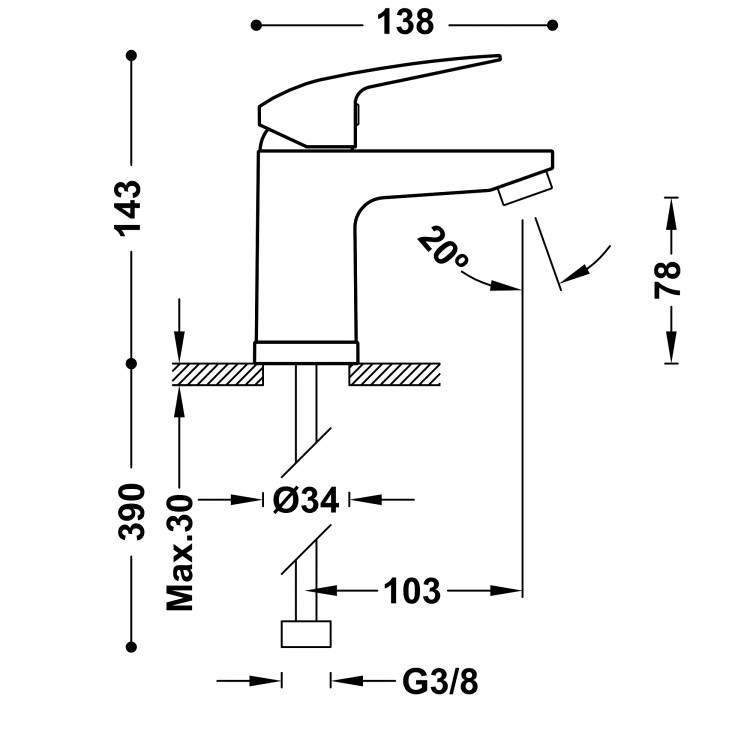 Izlietnes maisītājs BASE-TRES PLUS, melns 21610303NM
