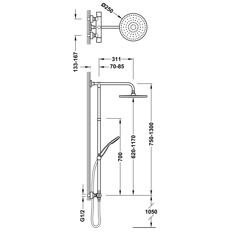 Dušas sistēma TRES BLACK SHOWERS, 21639302NM