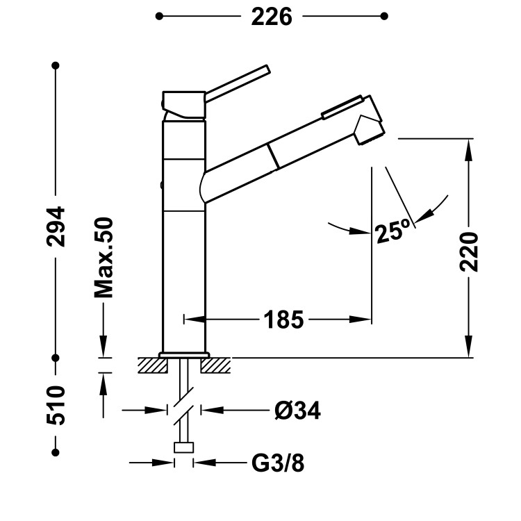 Virtuves izlietnes maisītājs TRES STANDARD, 03043401