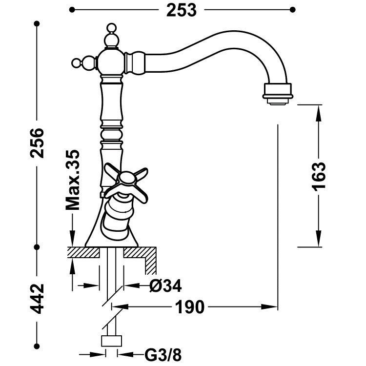 Izlietnes maisītājs TRES Clasic, 24210902