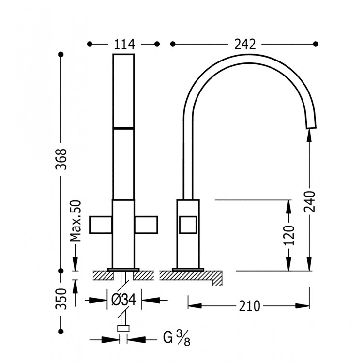 Virtuves izlietnes maisītājs TRES, hroms 108498