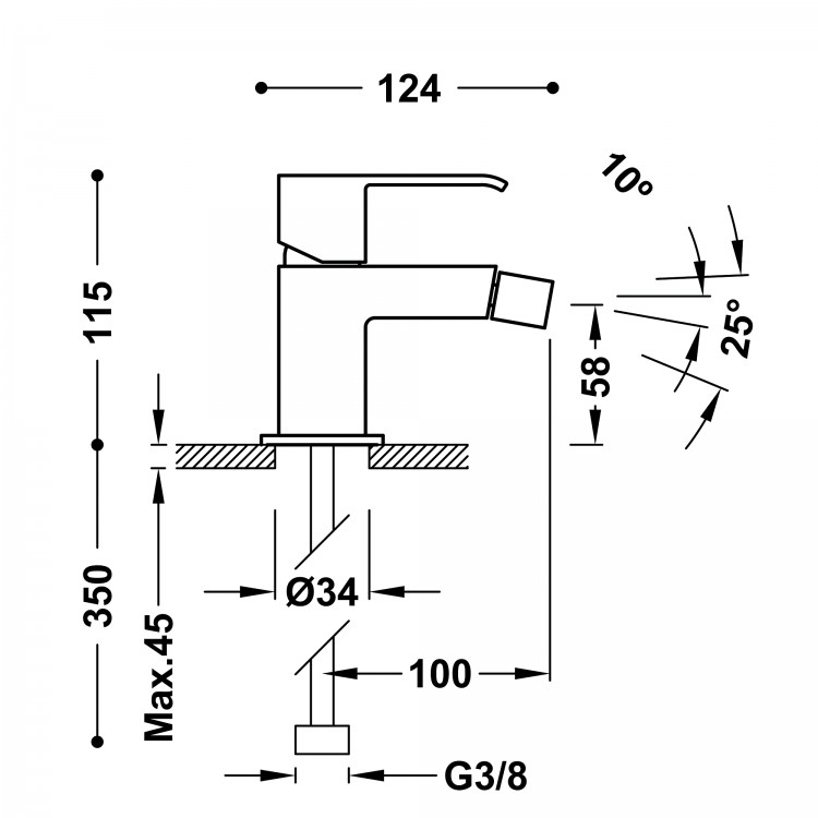 Bidē maisītājs CUADRO exclusive TRES, 00612001NM