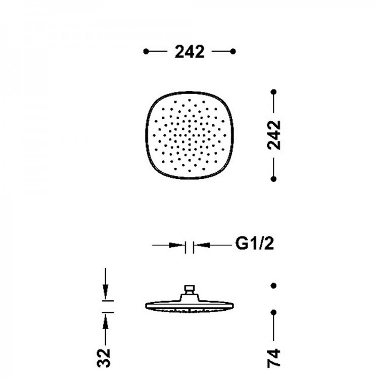 Dušas galva TRES Antilime 24x24 cm, hroms 29943801