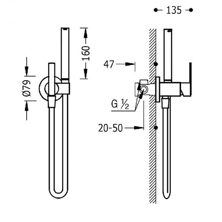 Iebuvējams maisītājs ar bidetta dušu LEX-TRES, hroms 181223