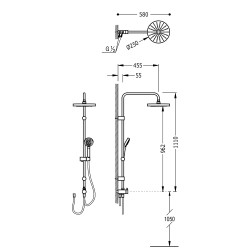 Dušas komplekts TRES ar stacionāro un rokas dušu, 161214