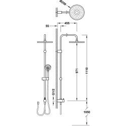 Dušas komplekts TRES ar stacionāro un rokas dušu, 161475