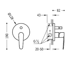 Dušas iebūvējamais maisītājs FLAT-TRES, hroms 20417701