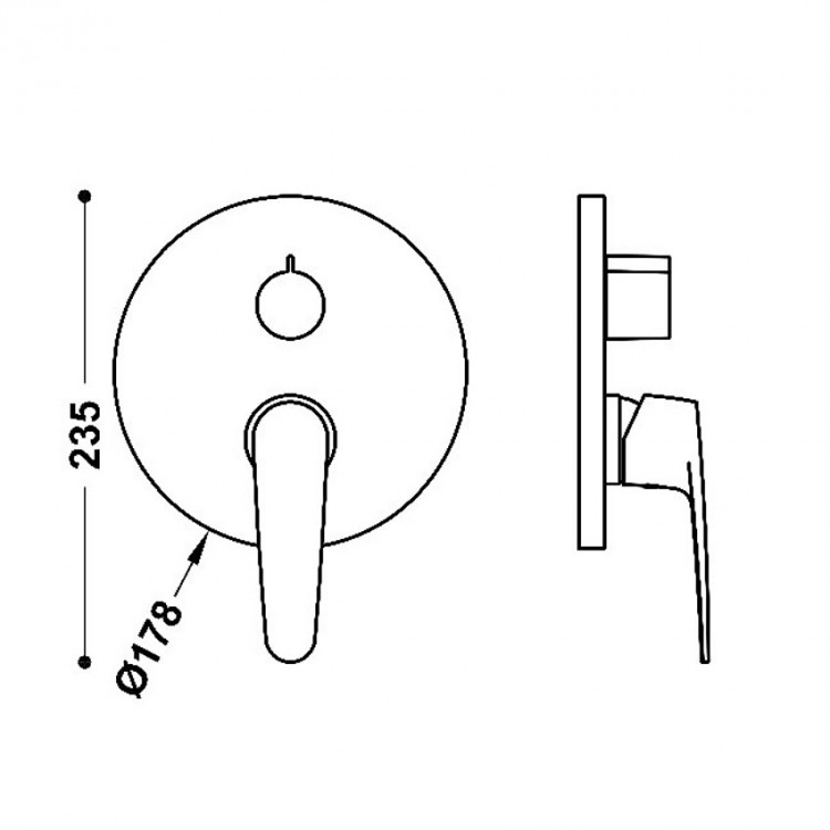 Vannas un dušas iebūvējamā maisītāja dekoratīvā daļa TRES FLAT, 20428110
