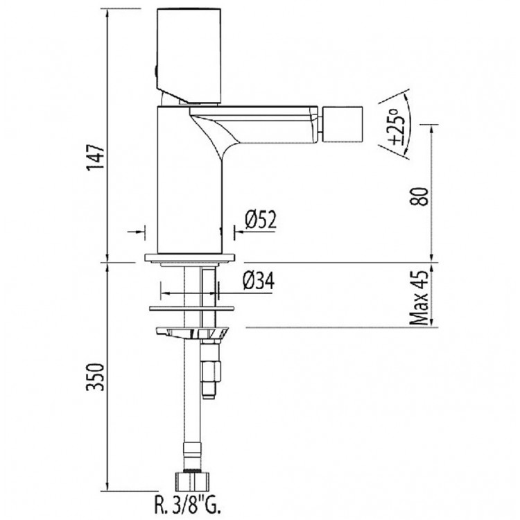 Bidē maisītājs MAX-TRES, hroms 06122001D