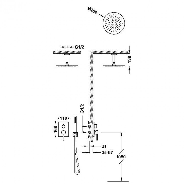 Dušas sistēma iebūvējamā Tres Maxis Rapid Box, 06228003