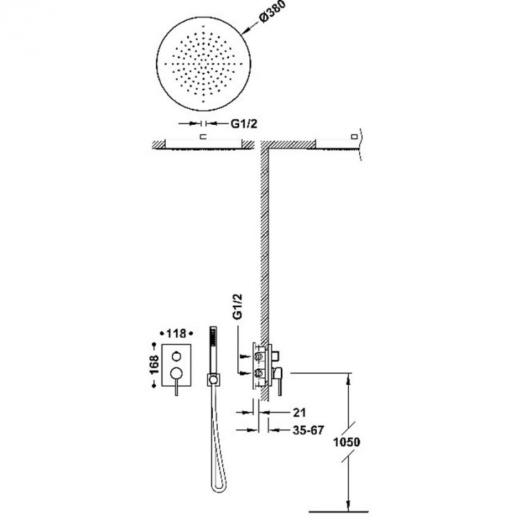 Dušas sistēma iebūvējamā Tres Maxis Rapid Box, 06228005