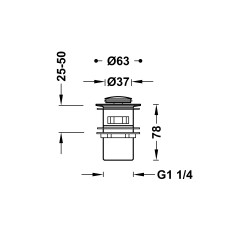 Sifona izplūde TRES 1 1/4 Click-Clack 37mm, hroms, 13454190