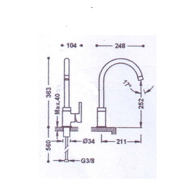Virtuves izlietnes maisītājs TRES POL, hroms 27444001