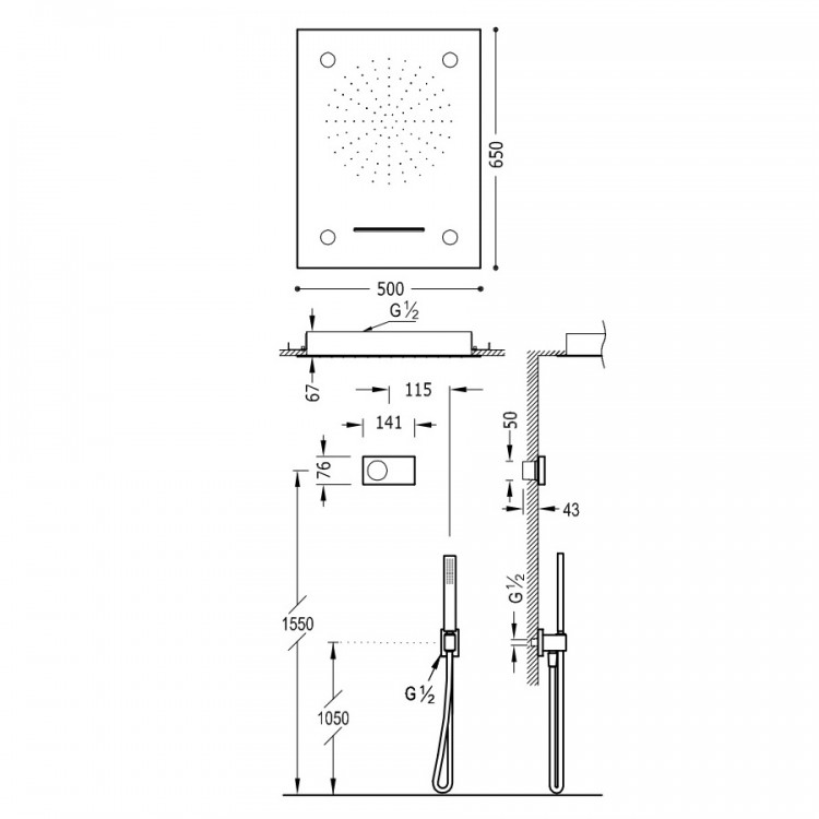 Termostata dušas sistēma TRES Shower Technology, 09286302