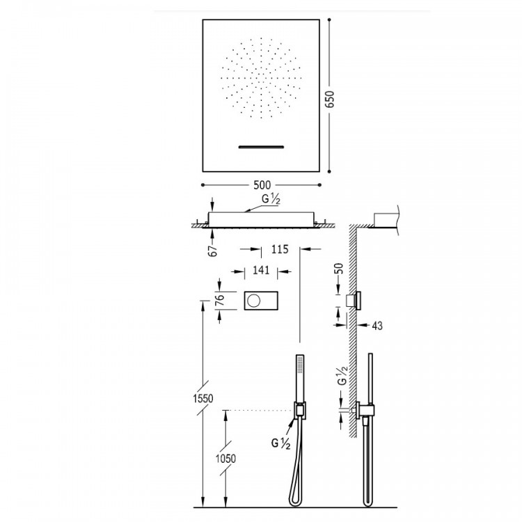 Termostata dušas sistēma TRES Shower Technology, 09286304