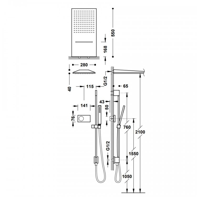 Termostata dušas sistēma TRES Shower Technology, 09286307