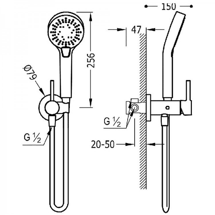 Dušas iebūvējamais maisītājs ar dušu Tres Study Exclusive