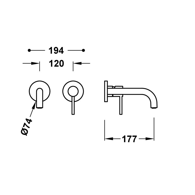 Izlietnes maisītājs no sienas virsapmetuma daļa STUDY-TRES, 26230021AC
