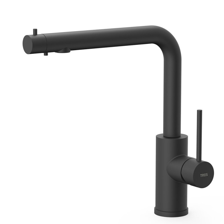 Virtuves izlietnes maisītājs dzeramajam ūdenim TRES, melns matēts