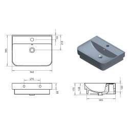 Vannas istabas izlietne Turavit Luna Slim 54x40cm, 14T5602B