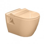 Tualetes pods piekaramais Turavit RONDO ar Soft Close vāku, bēšs matēts 14T5508B+14T5509B