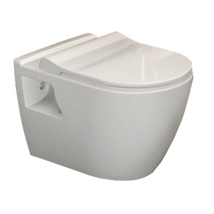 Tualetes pods piekaramais Turavit RONDO ar Soft Close vāku, balts matēts 14T5508V+14T5509V