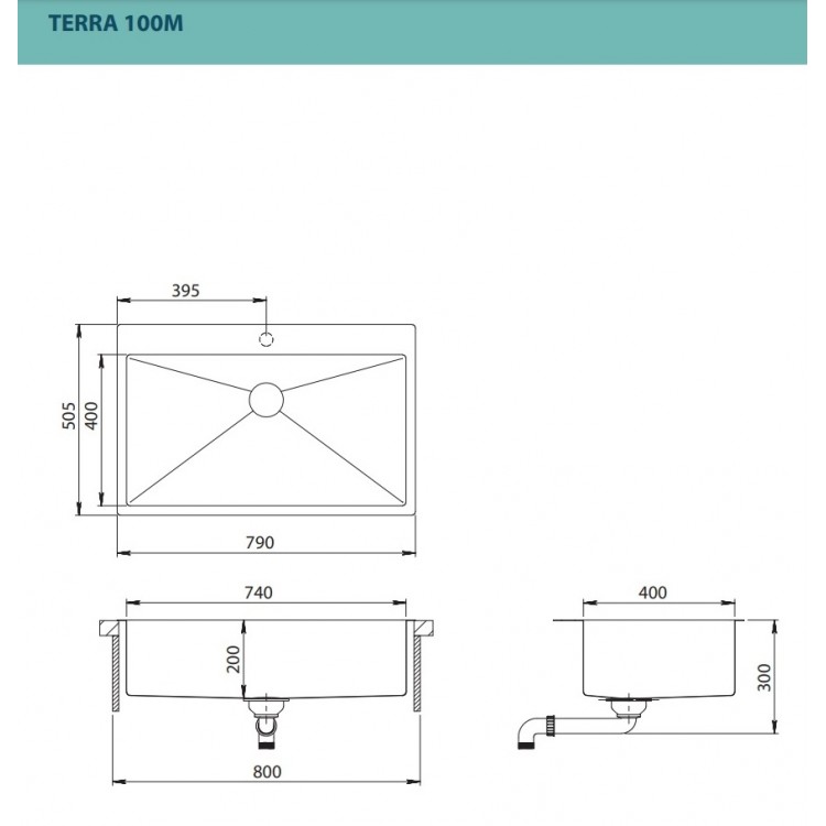 Virtuves izlietne HELIKA TERRA Nerūsējošā tērauda 790x505 mm