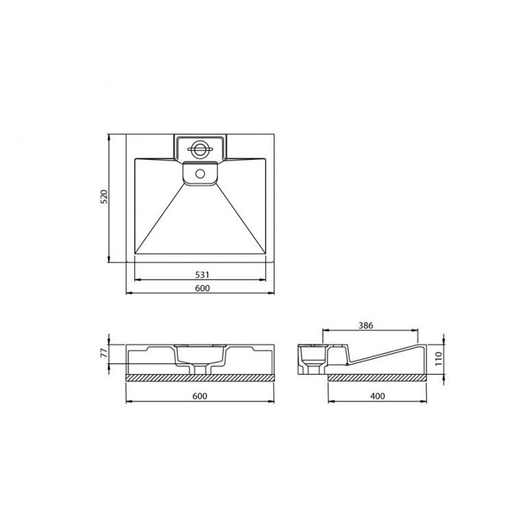 Izlietne virs veļas mašīnas Turtl LOCUS 60x52 cm, balta