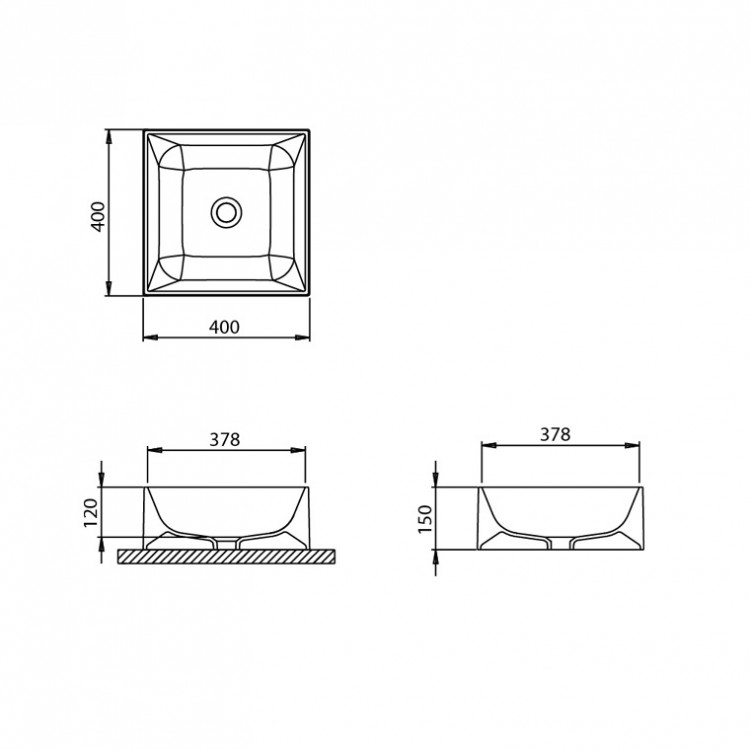 Vannas istabas uzliekamā izlietne Turtl SEVERE 40x40cm, BQK40-700