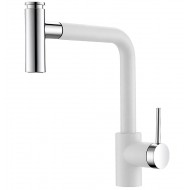 Virtuves izlietnes maisītājs granīta ar izvelkamu izteku Helika DOLUS, alba