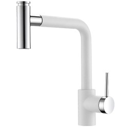 Virtuves izlietnes maisītājs granīta ar izvelkamu izteku Helika DOLUS, alba