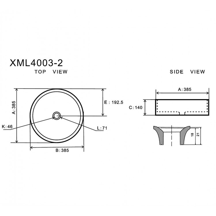 Vannas istabas uzliekamā izlietne Vento SOFIA 39x39сm, UP4003-2