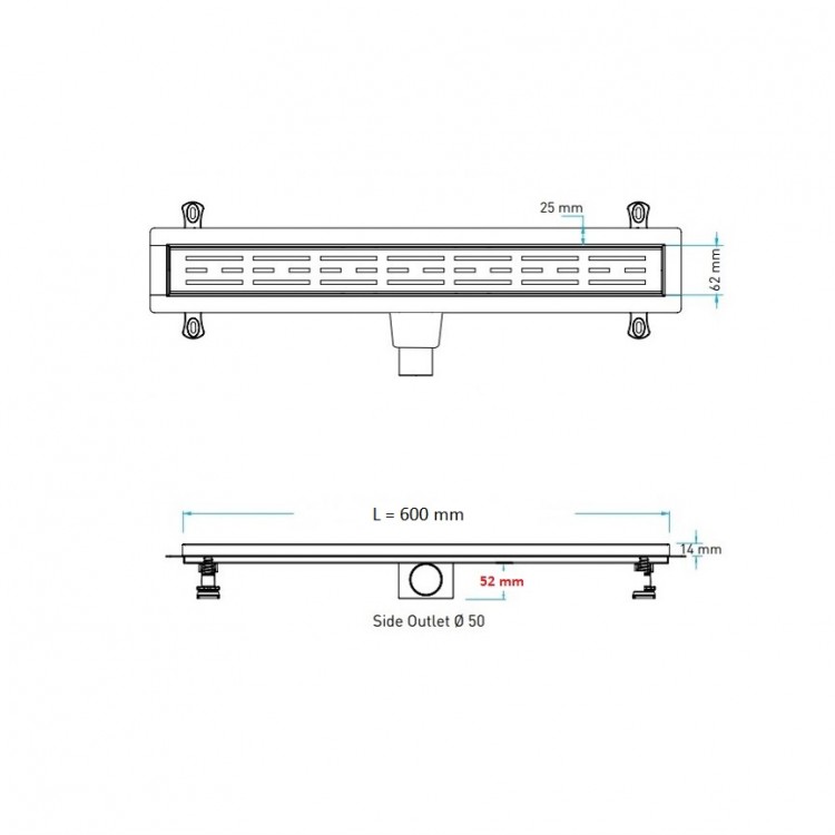 Dušas kanāls Valtemo Starline Black Trendy 600mm, VLD-566320
