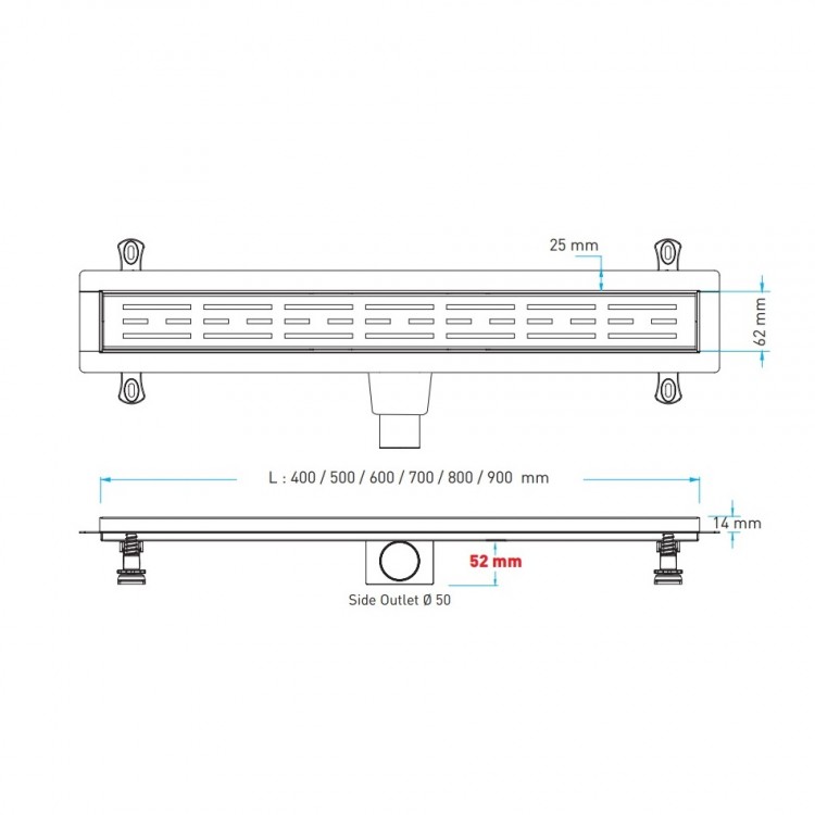 Dušas kanāls Valtemo Smartline Base 900mm, VLD-565335