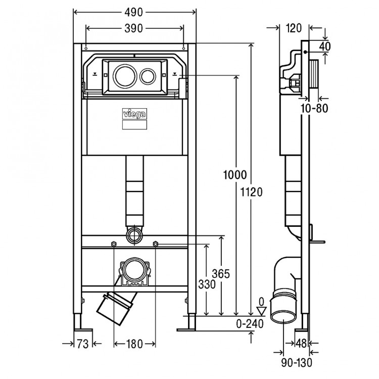 Iebūvējamais rāmis tualetes podam VIEGA Prevista Dry ar Visign for Life baltu pogu
