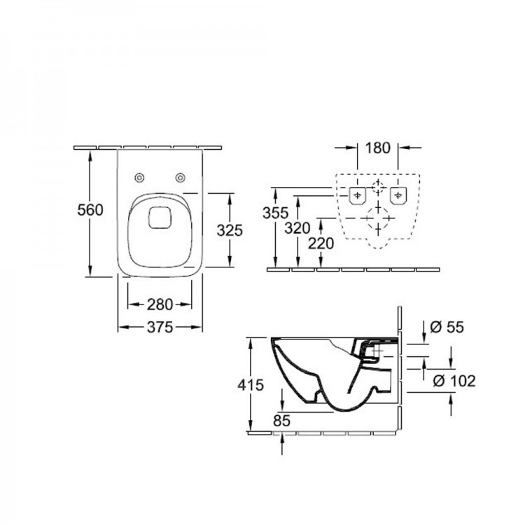 Tualetes pods piekaramais Venticello Direct-Flush ar soft close vāku,46