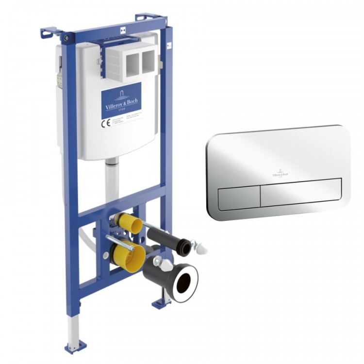 Iebūvējamais rāmis tualetes podam Villeroy Boch Viconnect ar hromētu E200 pogu